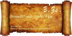 Bossányi Zsófia névjegykártya